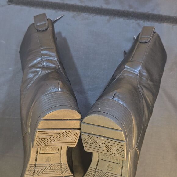 ROUGE HELIUM WOMEN' ROUND TOE MILITARY LACE UP KNIT ANKLE CUFF  HEEL COMBAT BOOT - Picture 12 of 14